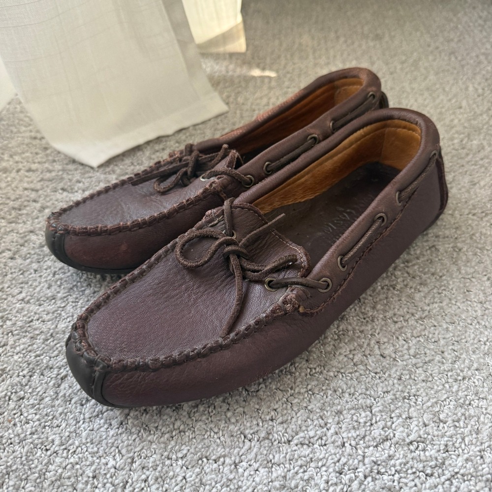 Minnetonka Moccasin‎ Shoes Dark Brown Soft Leather Slip On Loafers Mens Size 9